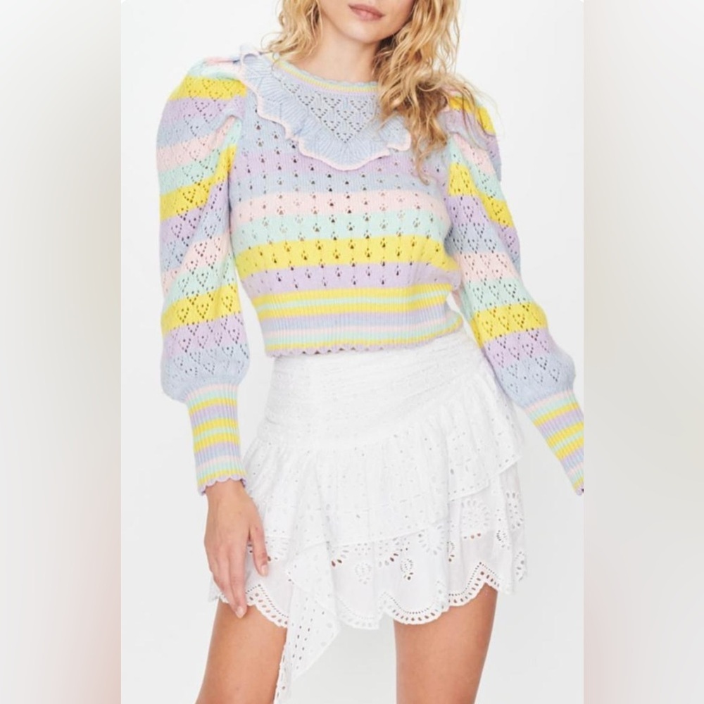 LoveShackFancy Jameela Pullover Sweater in Macaroon, Size XS